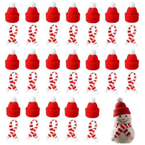 40 Stück Mini Weihnachtsmützen und Schal Set,...