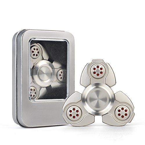 Dacra For UFO Tri-Spinner Silver Fidget Time Killer Focus ADHD EDC Toy With Beautiful Look and Great for Deep Thought & Anxiety Relief, Smaller Friction and Stable Bearing