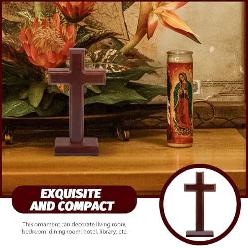Cruz de madera maciza para decoración de escritorio y hogar BETOOKY de 30 cm 3