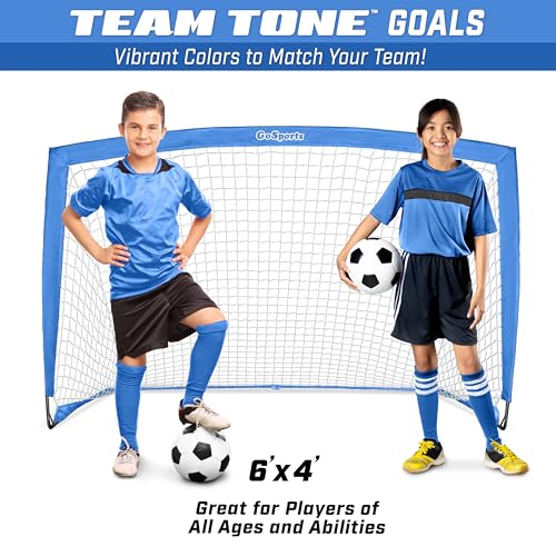 Image of GoSports Portable Soccer Goals for Kids - 13 Color Options - Choose 4 x 3 ft or 6 x 4 ft - Team Tone Pop Up Nets for Backyard
