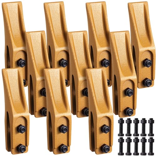 Hicarer 3 Set Excavator Bucket Teeth Skid Steer Backhoe Bolt on Bucket Tooth with Pins Mini Trenching Excavator Accessories (Yellow Style)