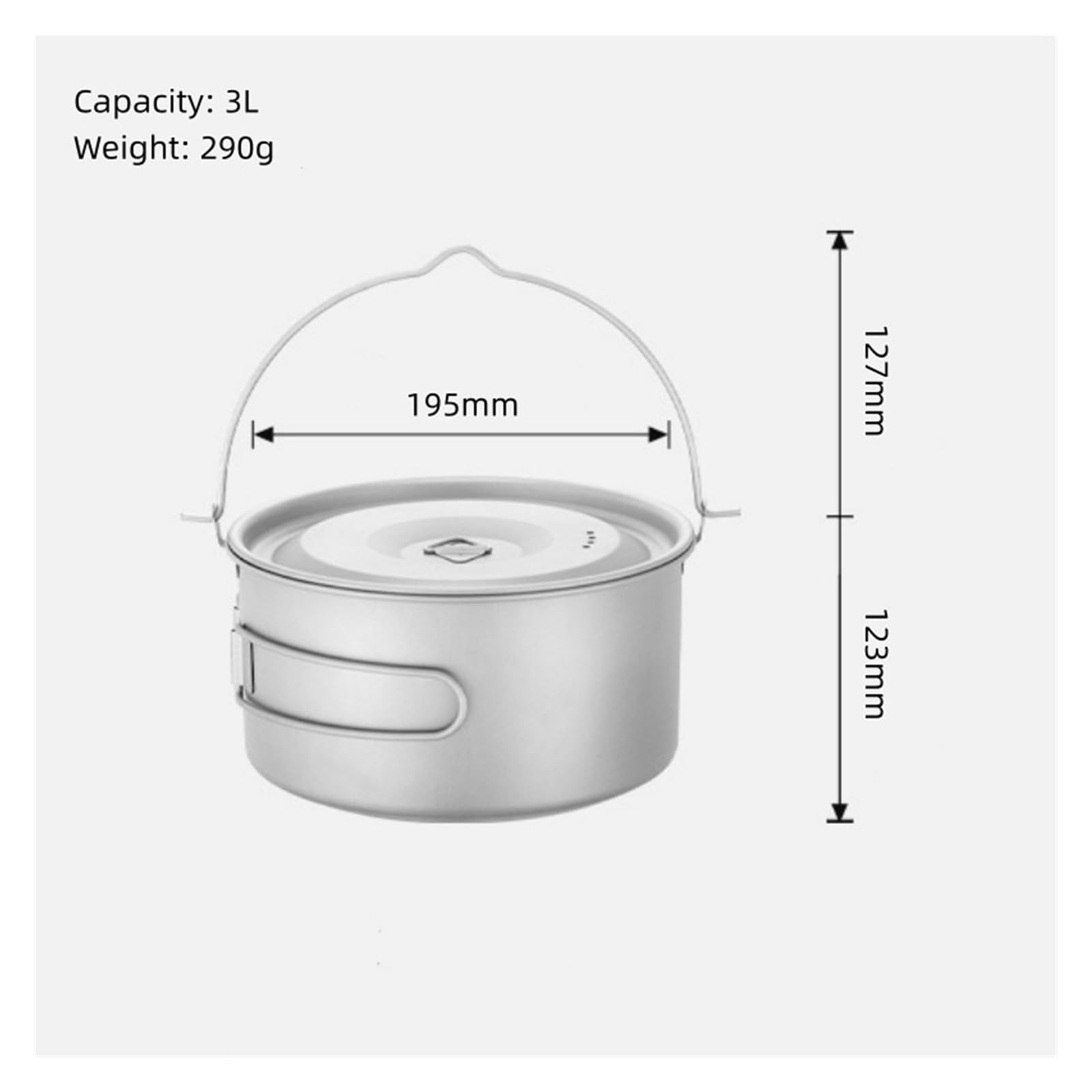 Generisch Compatible con Olla Colgante for Acampar, 1,25 L, 8L, 3L, Cocina al Aire Libre Tapa, asa Plegable, mochilero, fogata de Picnic