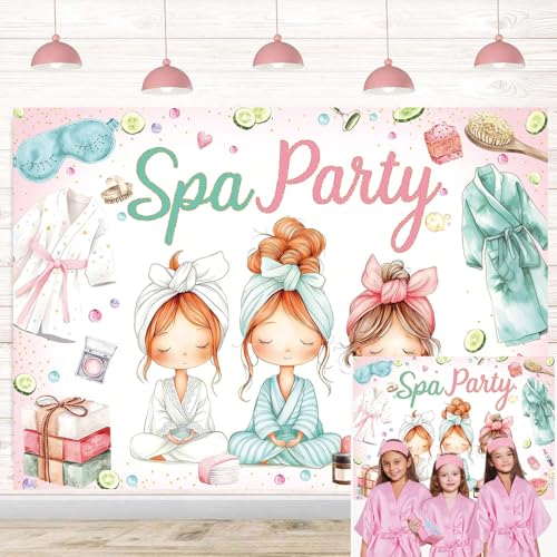 Fondo fotográfico spa party rosa 2.1x1.5 m miniatura 1