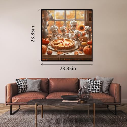 Puzzles de Ratones Lindos para Adultos 1000 Piezas, Puzzles de Ratones de Cocina de Otoño, Rompecabezas Difícil de Animales para Arte de Pared en Casa miniatura 3