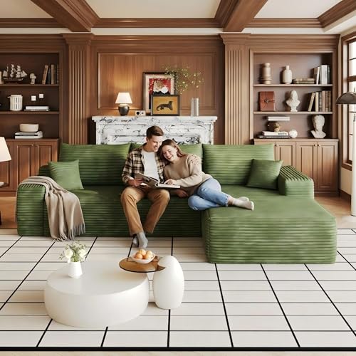 Image of 107 inch Cloud Sectional Sofa Boneless Couches with Chase