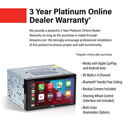 Boss Audio Systems Bcpa9690Rc Car Audio Stereo System - Apple Carplay, Android Auto, 6.75 Inch Double-Din, Touchscreen, Bluetooth Head Unit, Backup Camera, Radio Receiver, Cd Player, For Amplifier #TOP2