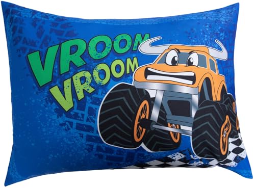 Image of Todays Kids Monster Trucks Bedding Toddler Bed Sheets - 2-Piece Toddler Bed Sets for Boys Crib Size, Fitted Crib Sheet & 20x30 Pillowcase, Soft Breathable & Fade-Resistant Microfiber, Machine Washable