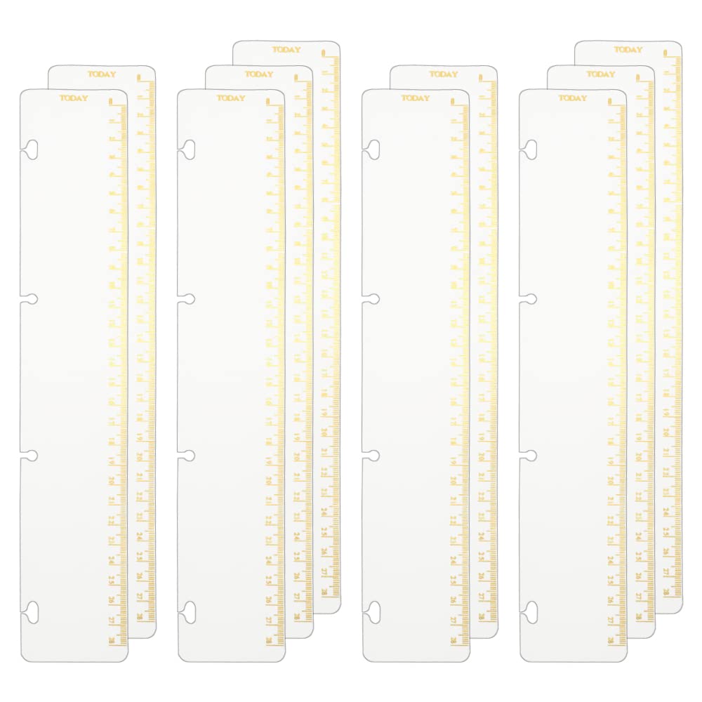 10pcs A4 Binder Dividers Ruler Gold Stamping 28cm Scale 4 Holes Gilding PP Bookmark Ruler for Loose Leaf 4 Rings Binder Notebook Accessories Planner Snap in Bookmark Divider Measuring Rulers Set