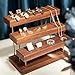 Friggqwe Fashion Enthusiasts Creative Light Luxury Walnut Jewelry Rack Jewelry Display Props Jewelry Display Rack Earrings Square Ladder Shelf Modern and Minimalist