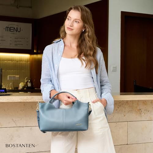 Image of BOSTANTEN Genuine Leather Purses for Women Designer Handbags Crossbody Shoulder Bags Top Handle Satchel with Adjustable Strap