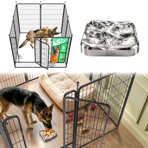 Image of FXW Rollick Dog Playpen with Stainless Steel Lick Mat, 45 inch H, 8 Panels