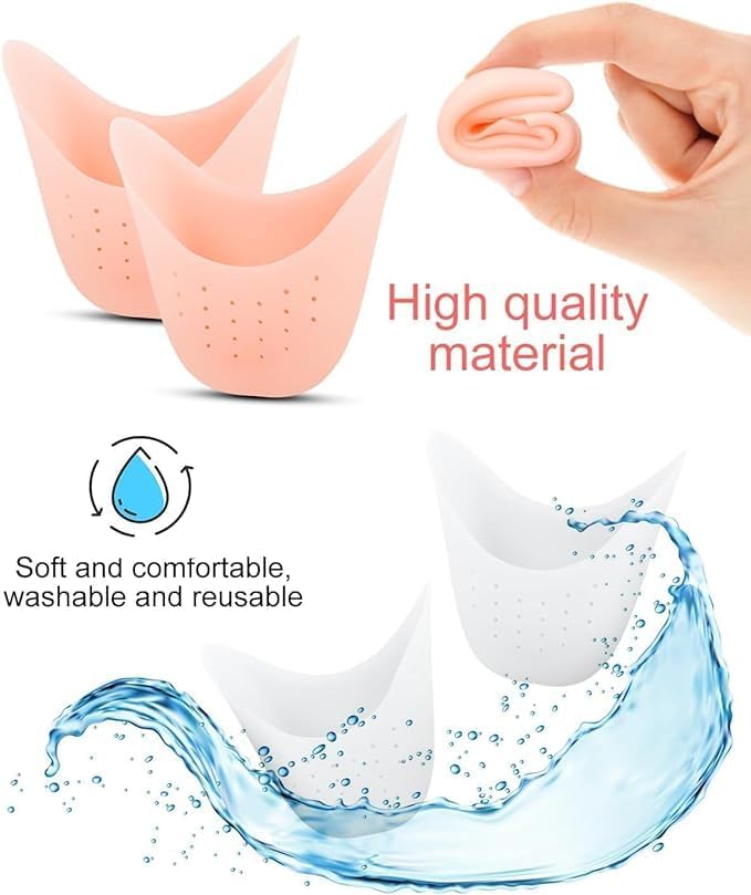 GNOLY Silicone Foot Fingers Toe Protector Socks Pads - Finger Protector Point Toe Cap Cover Soft Pads For Pedicure Cracked Repair 3