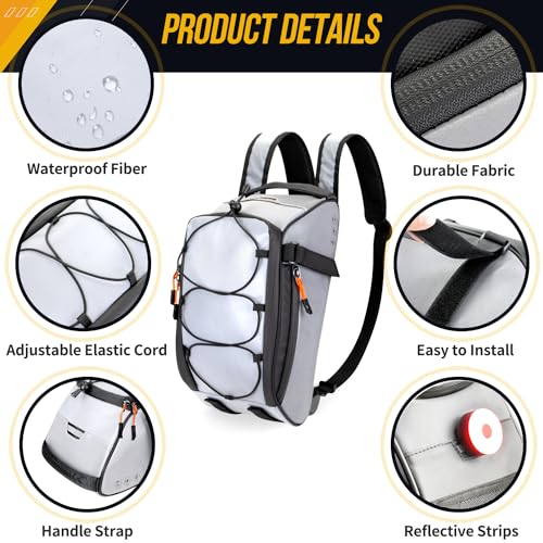 Image of WOTOW Bike Rear Rack Bag - 10L Large Full Reflective Waterproof Trunk Bag, Multifunctional Bicycle Ebike Back Seat Cargo Carrier with Shoulder Strap(Full Reflective)