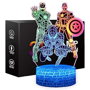 Boys Toys Night Light for Kids, 3D Illusion Lamp Touch Control Dynamic Colors Changing with 3 Pattern Kids Toys Christmas Gifts for Men Boys