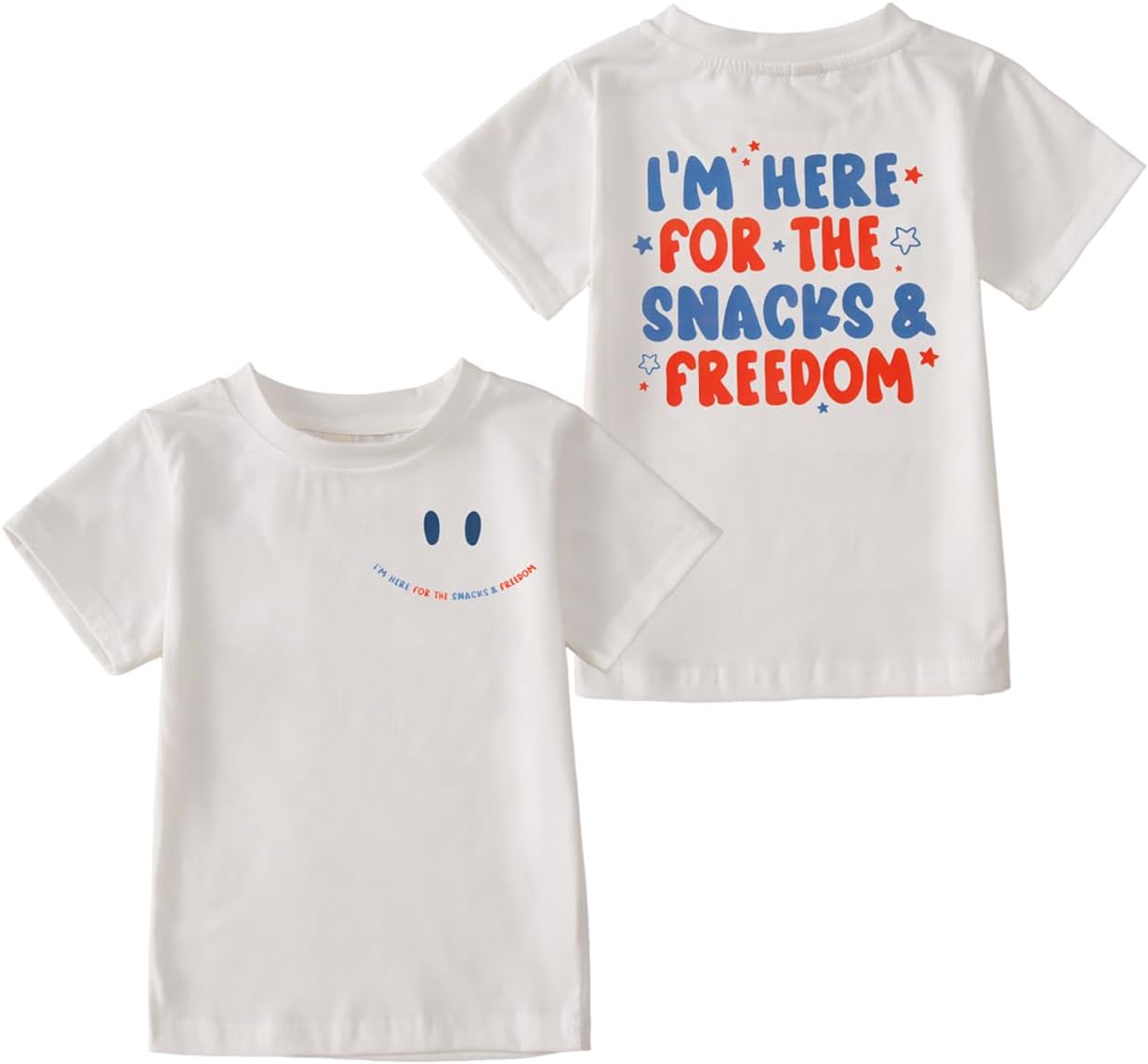 CM C&M WODRO I'm Here for The Snacks and Freedom Shirt Baby Boy Girl 4th of July Patriotic T-Shirt Kids Short Sleeve Tee Tops