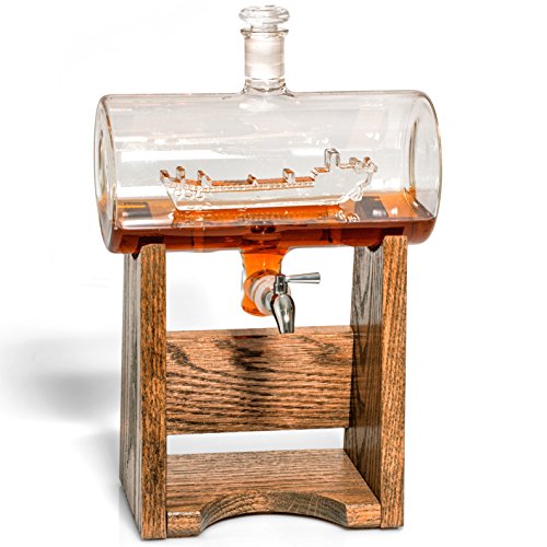 LST Liquor Decanter – Scotch Whiskey Decanter - 1150ml Dispenser for Alcohol - Vodka, Bourbon, Rum, Wine, Whiskey, Tequila or Even Mouthwash - Glass Landing Ship, Tank from Prestige Decanters