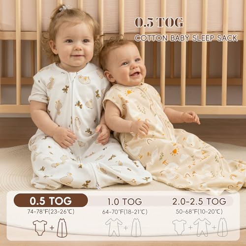 Image of david's kids 2 Pack 100% Organic Cotton Baby Sleep Sack 6-12 Months, Ultra Soft Baby Wearable Blankets with 2-Way Zipper, Comfy Sleep Sack for Infant Newborn Boys Girls Neutral, Medium Size, Duck