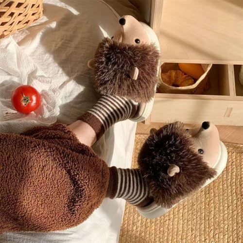 Hedgehog Fuzzy Cute Animal Slippers For Women And Girl Fun Warm Full Coverage Funny Cozy Fluffy Kawaii Fuzzy Indoor Outdoor2