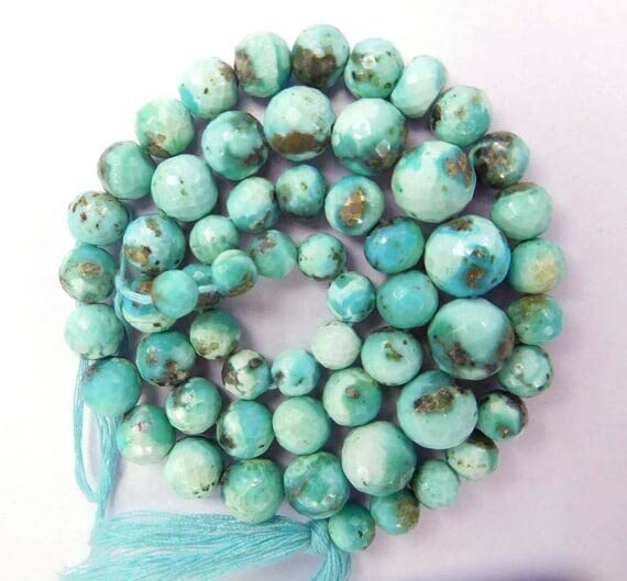 LKBEADS 100% prawdziwe śpiące piękne naturalne Arizona turkusowe fasetowane okrągłe koraliki Wa-20 okrągłe koraliki, koraliki z kamieni szlachetnych, okrągłe koraliki, koraliki do biżuterii, sznurek 33 cm 5-9 mm