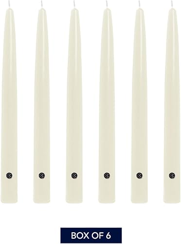 Vista 24 de Colonial Candle Unscented Taper Candle, Handipt Collection, Green, 10 in, Pack of 6 Candlesticks - Up to 8 Hours Burn
