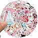 Love Yourself Positive Pink Stickers for Women Girls, 50PCS Rejection of Internal Friction Aesthetic Inspirational Waterproof Stickers for Water Bottle Laptop Scrapbook, Motivational Decals