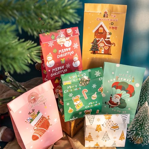POPOYU Weihnachtskalender zum Befüllen,Adventskalender Papiertüten,2024 Adventskalender zum Befüllen Kinder,Weihnachts-Countdown-Adventskalender-Set,DIY Adventskalender für Kinder Weihnachten Party