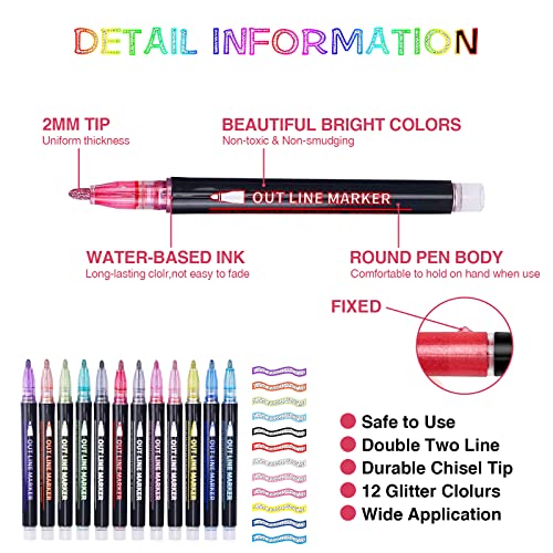 LOPKJ Pennarelli Glitter Magic Marker 12