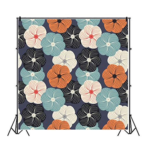 Qinunipoto ビニール 1.8x1.8m 美しいかわいい花 背景 写真撮影の背景 背景布 写真撮影用 背景幕 カラフルで和風の絵 暗い背景 カスタマイズ可能様々な背景 撮影スタジオ 自宅 小道具