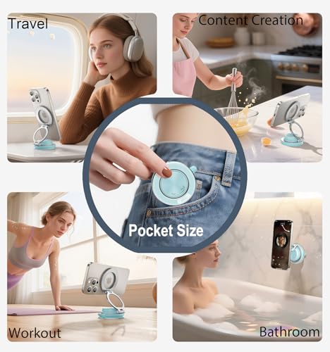 Image of 2026 Next-Gen Suction Cup Phone Mount Cute 360 Zinc Alloy 109 LBS Phone Stand Vacuum Magnetic Car Holder for MagSafe Strongest Accessories for iPhone 16 15 14... Android