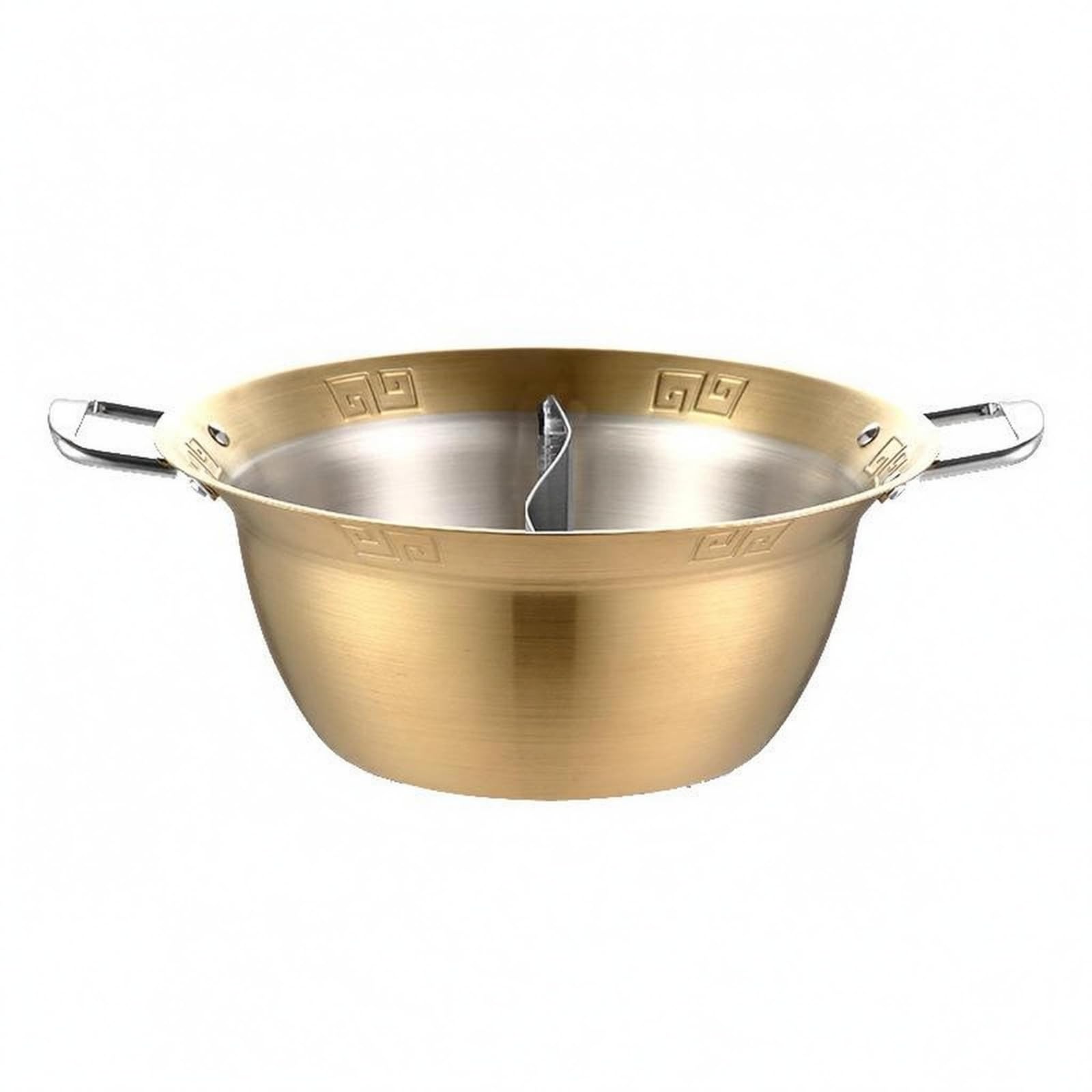 Compartimentée Séparée Double Contenant Récipient Inoxydable Répartition Pratique pour Repas Multi Goûts Convient Repas Collectif Service Restauration, 28CM, Gold Divided Flat