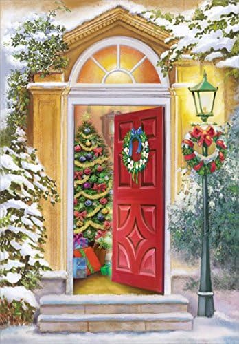 Open Door and Lamp Post - Designer Greetings Box of 30 Christmas Cards