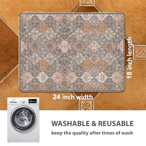 Image of nunubaby Washable Pee Pads for Dogs, Stylish, Non-Slip and Leak-Proof Pee Pads. Reusable Potty Pads for Dogs for Crates and Floors.(Brown /Multi, 18 inch x24 inch )