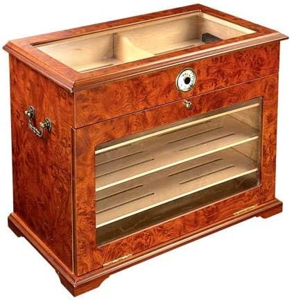 Novalife Display-Top Cigar Humidor - Humidifier Storage Box for 200-250 Cigars - Hygrometer, Gold-Plated Hinges & Handcrafted Finish - Cedar Wood Case for Moisture Control - Gift for Men