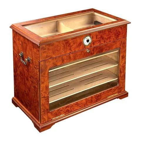 Novalife Display-Top Cigar Humidor - Humidifier Storage Box for 200-250 Cigars - Hygrometer, Gold-Plated Hinges & Handcrafted Finish - Cedar Wood Case for Moisture Control - Gift for Men Cover