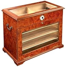 Novalife Display-Top Cigar Humidor - Humidifier Storage Box for 200-250 Cigars - Hygrometer, Gold-Plated Hinges & Handcrafted Finish - Cedar Wood Case for Moisture Control - Gift for Men