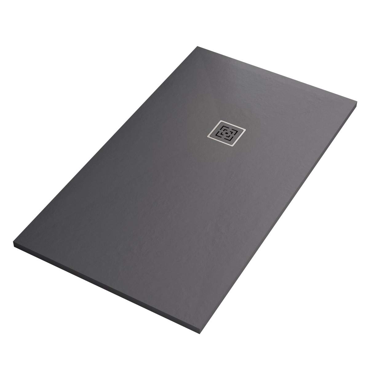 Luminosa ArredoBagno Plato de ducha Mineralmármol 70 x 130 – Efecto piedra antideslizante con GELCOAT – Modelo Roma Antracita – Rejilla y desagüe incluidos