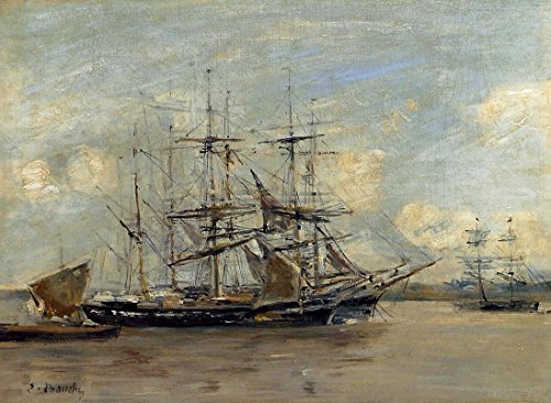DTAUPREB Pintura al óleo para adultos, niños, barcos, Eugene Boudin, pintura por números, dibujo en lienzo, decoración artística
