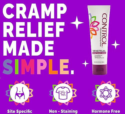 control menstrual cramp relief cream topical pain relief for period cramps and pms period relief products fast and effective easy to use safe for all ages hormone free all natural 3 oz tube