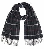 Hickey Freeman Men’s Wool Blend Patterned Scarf – Merino Wool/Cashmere, 72 inches x 12 inches, Grey/