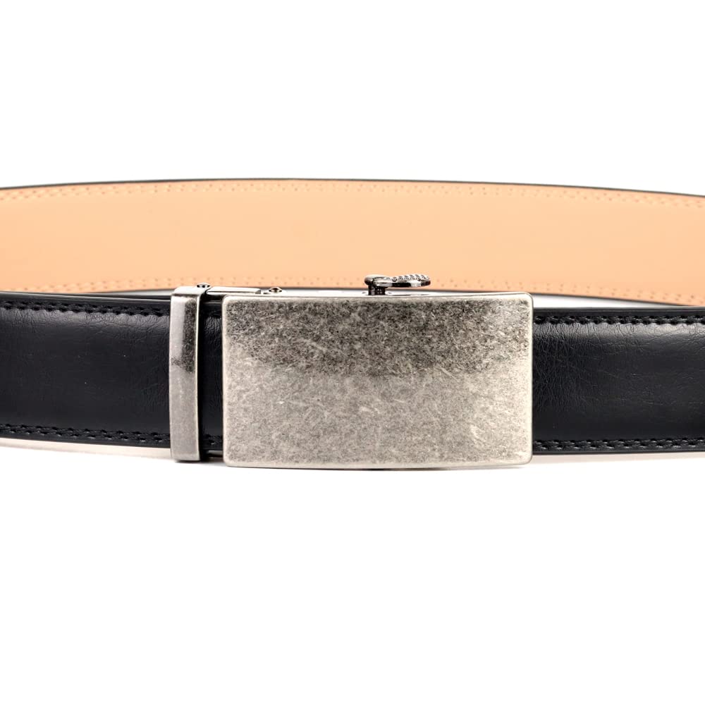 Cintura, Cintura da Uomo Black in Vera Pelle Cinturino in Vera Pelle Maschio cowskin Moda cricchetto Cinghie in Lega di Fibbia Automatica (Belt Length : Length 130cm, Color : Nero)