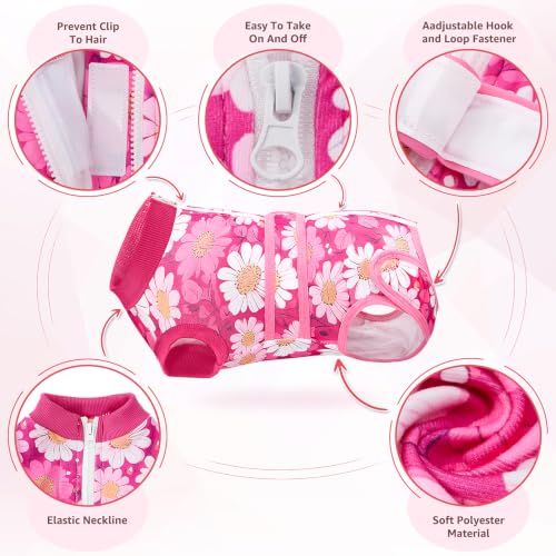 Image of Lukovee Recovery Suit for Dogs, Female Male Spay Neuter Post Surgery Suit | Zipper on Onesie,Soft Breathable, Adjustable Abdominal Wounds Prevent Licking, Cone E-Collar Alternative (Daisy, M)