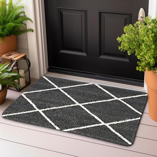 Image of Carpet for Hallway, Kitchen, and Modern InteriorsCarpetCozy Shag Runner for Living Room, Bedroom & Office Decor ETC Size 16x24 Inch, Patten-Solid Grey B
