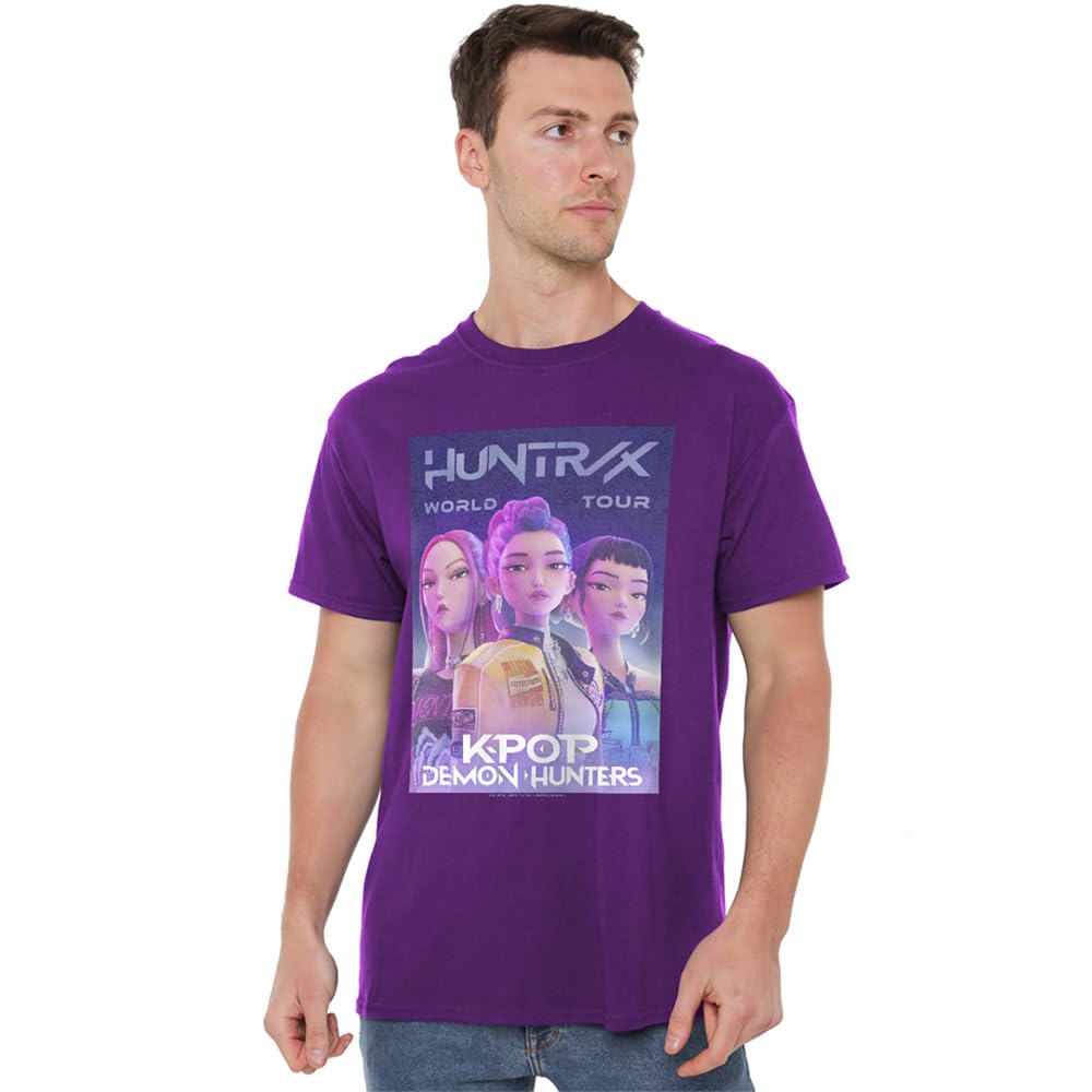 K-Pop Demon Hunters - Huntrix Huntr/X World Tour Billboard Unisex T Shirt, Purple, Large