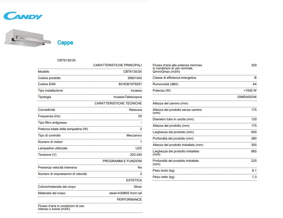 Candy-CBT61303X-Campana-Telescopica-60-CM-2-Niveles-de-Potencia-125W-264M3H-Filtros-de-Carbono-Panel-Aluminio-Antigrasa-Iluminacion-LED-5360DB-Clase-B-Acero-Inoxidable
