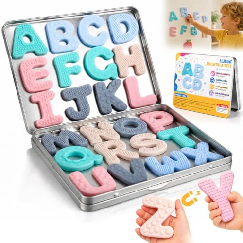 Silicone Magnetic Letters, 26 Uppercase Alphabet with Sensory Textures - image 1