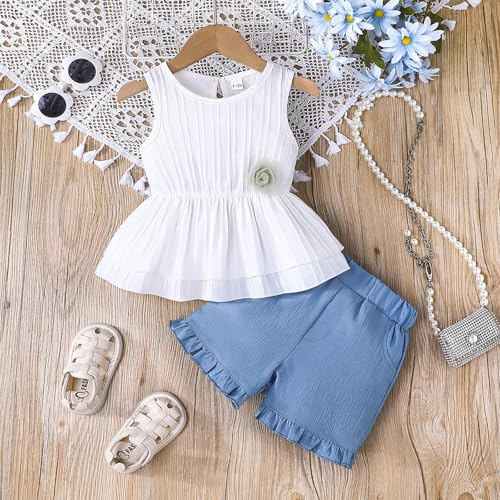 Girls Summer Outfits Sets Round Neck Sleeveless Toddler Clothes For Daily Wear With Sneakers Comfortable Machine Washable3