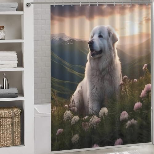 Rideau de douche chien séchage rapide en polyester imperméable pour salle de bain propre - 2