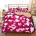 Pojedynczy zestaw poszewek na kołdrę w kolorze fuksji, serce, poszewki na kołdrę z mikrofibry, zestawy poszewek na kołdrę przeciw roztoczom, antyalergiczna poszewka na kołdrę z zapięciem na zamek błyskawiczny + poszewki na poduszki, 2 szt., 50 cm x 75 cm