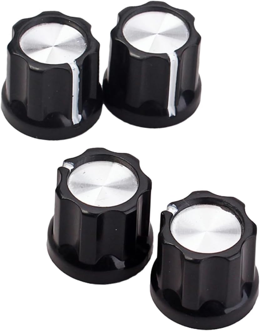 ibasenice 4pcs Silver Aluminum Foil D-type Shaft Pot Knobs Guitar Bass Knob Set for Electric Instrument Replacement