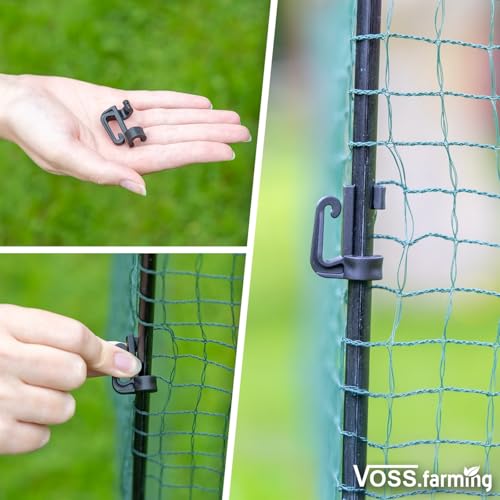 VOSS.farming Begrenzungszaun Classic ohne Strom, 15m, 90cm, 9 Pfähle, 1 Spitze, grün, Kleintiernetz, mobiler Zaun, Gartenzaun, für Garten, Haus, Hof